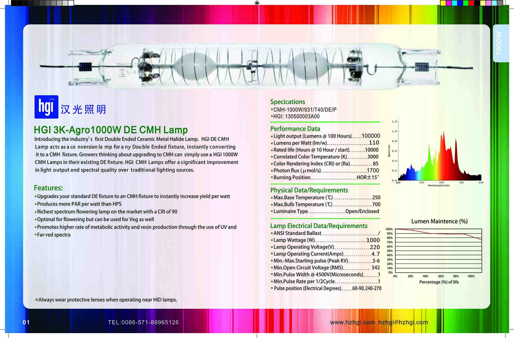 HGI-3K-Agro 1000W DE CMH Lamp