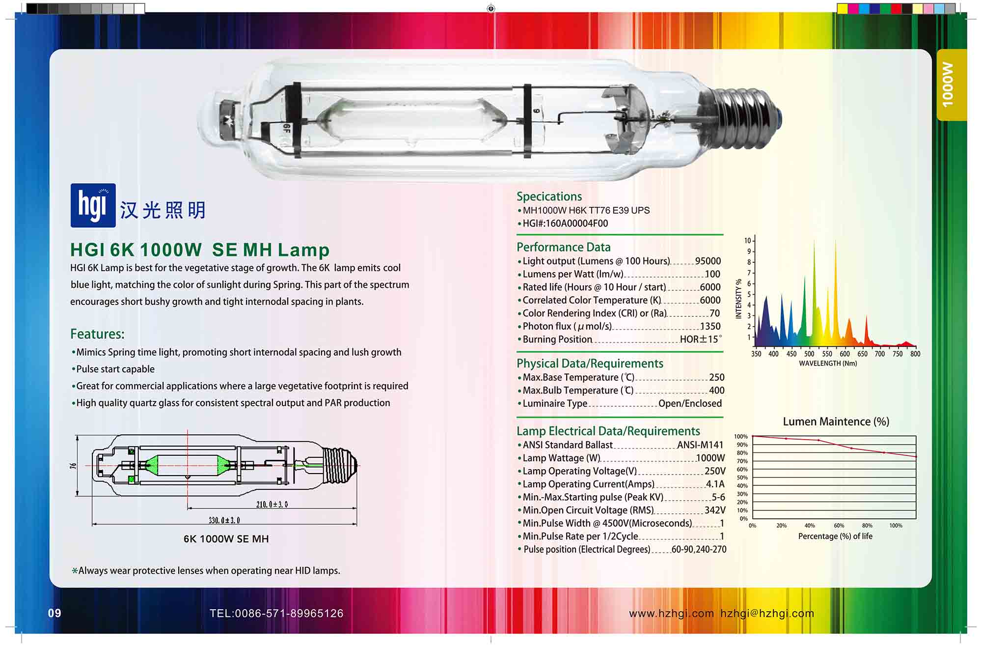 HGI 6K 1000W SE MH Lamp